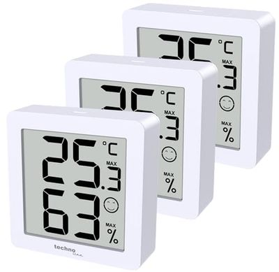 WS9425 Lot de 3 thermomètres hygromètres blancs avec support magnétique et 3 thermomètres WS9425 dans un emballage