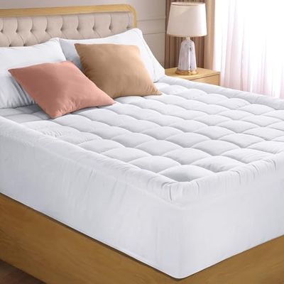 Utopia Bedding Matrasdek, gewatteerde matrasbeschermer, matrashoes met diepe hoeken tot 41 cm, zachte pillow top matrasovertrek - Twijfelaar, 99 x 190 cm, wit