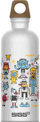 SIGG – vattenflaska för barn i aluminium – resenär MyPlanet Friends – lämplig för kolsyrade drycker – läckagesäker – lätt – BPA-fri – klimatneutral certifierad – silver med design – 0,6 L