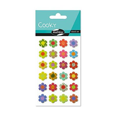 Maildor Cooky Stickers - Easter Flowers Designs - 7.5 x 12cm - 24 Multicolor 3D Stickers - Suitable for Children Aged 3+