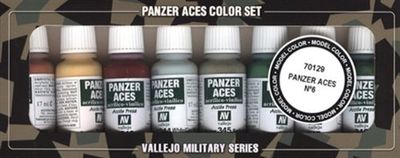 Vallejo Model Color Panzer Aces No.6 Acrylic Paint Set - Assorted Colours (Pack of 8), 17 ml