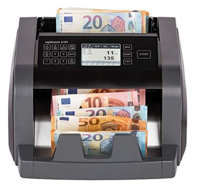 ratiotec Rapidcount S 575 Banknote Counting Machine for Mixed Banknotes with Value Determination in Black