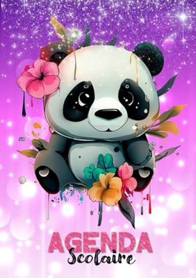 Agenda panda 2025 2026: Organisateur et Planificateur Journalier | 2 Jours Par Page | Primaire, Collège ,Lycée