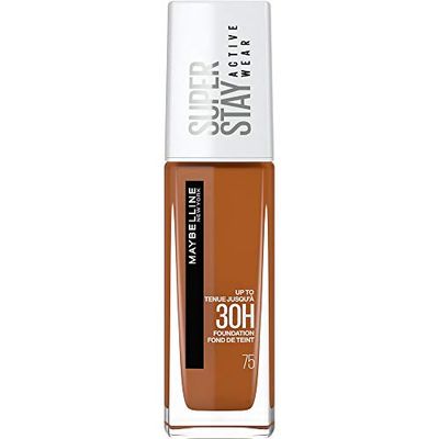 Maybelline New York Fondotinta Liquido SuperStay 30H Active Wear, Alta Coprenza E Lunghissima Tenuta Senza Effetto Maschera, Mocha (75), 30 Ml