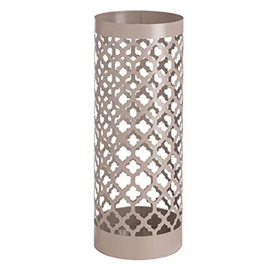 Baroni Home Portaombrelli Design Moderno Porta Ombrelli in Metallo Classic Tortora con 2 Gancini e Vaschetta Scolapioggia Rimovibile 19X19X49 cm (Tortora)