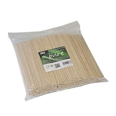 Papstar Shelikspett/träspett (1 000 styck) 20 cm, diameter 3 mm, naturträspett, ensidig spets, platt sida att greppa på, för fest/grillfester, förpackade i foliepåse 12667
