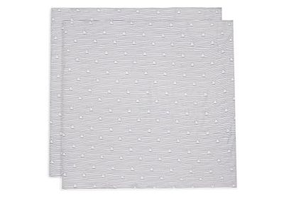 Jollein Lot de 2 Serviettes en Mousseline pour bébé - Rayures Miffy - Bleu Marine - 115 x 115 cm - 100% Coton - Certifié Oeko-Tex - Bavoirs bébé - Bleu avec Rayures