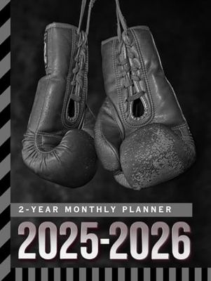 2-Year Monthly Planner 2025-2026: Hardcover / 8.5x11 Dated Organizer With 100 Blank College-Ruled Paper Combo / 24-Month Schedule Gift / Boxer Boxing Gloves - Sports Theme Cover