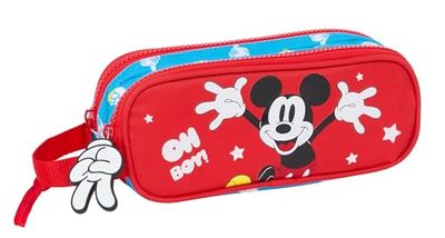 Safta Mickey Mouse Fantastic Etui voor kinderen, ideaal voor schoolleeftijd, comfortabel en veelzijdig, kwaliteit en duurzaamheid, 21 x 6 x 8 cm, blauw/rood, Blauw/Rood, Standaard, casual