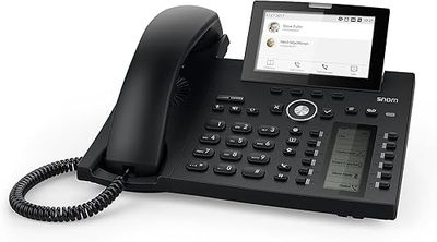 Snom D385N IP telefoon, SIP tafeltelefoon, 4,3 inch TFT-kleurendisplay, 480 x 272 pixels, 12 SIP-identiteiten, sensorhaakschakelaar, USB, 48 zelfbeschreven sleutels (12 fysiek), zwart, 00004600