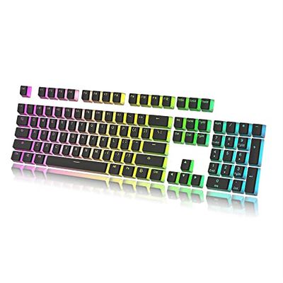 HK Gaming Set di Tasti Pudding | Set Doubleshot PBT Keycap | Set Completo con 108 tasti Profilo OEM | ANSI US-Layout | Per Tastiera Meccanica | Compatibile con Cherry MX, Gateron, Kailh | Nero