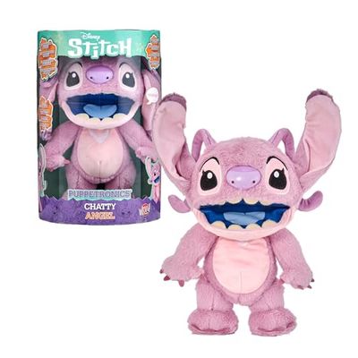 Disney Real FX Chatty Angel Puppetronic - Peluche Angelo di Lilo & Stitch, peluche interattivo con funzionamento di burattino, 100+ Moviemineti e Suoni, 6+ anni, famoso (RE003000)