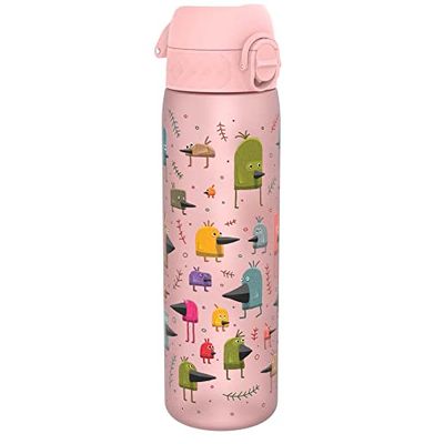 ION8 Botella Agua, 500ml, a Prueba de Fugas, Fácil de Abrir, Cerradura Segura, Apta para Lavavajillas, Sin BPA, Asa de Transporte, Fácil de Limpiar, Neutro en Carbono, Diseño Pájaros Divertidos