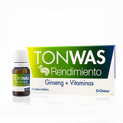 Desempenho TONWAS | Ajuda à diminuição do cansaço e melhoria do desempenho intelectual, com Ginseng, 10 frascos para bebés de 10 ml, complemento alimentar.
