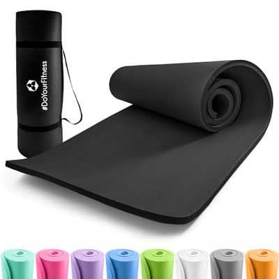 DoYourFitness® Fitness en yoga mat |Zachte en dikke anti-slip mat, 183 x 61 x 1,0 cm | Ideaal voor gymnastiek, pilates en yoga, voor beginners en gevorderden [zwart]