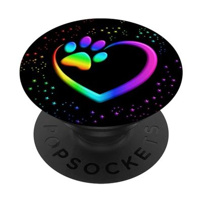 PopSockets Zampa di cane o gatto con cuore colorato per gli amanti degli animali PopGrip Intercambiabile