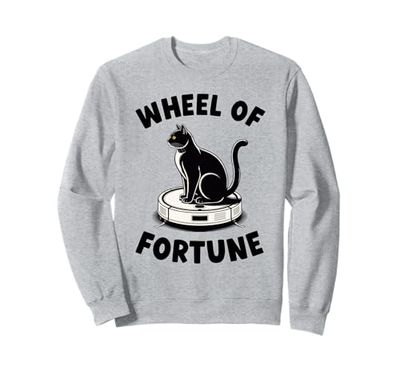 Wheel Of Fortune Cat On Robot Vacuum Cleaner Cat Sweatshirt