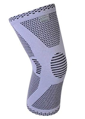 Amsahr Nylon Spandex Knitted Compression Knee Support Brace Breathable Knee Sleeve - Small (Pair)