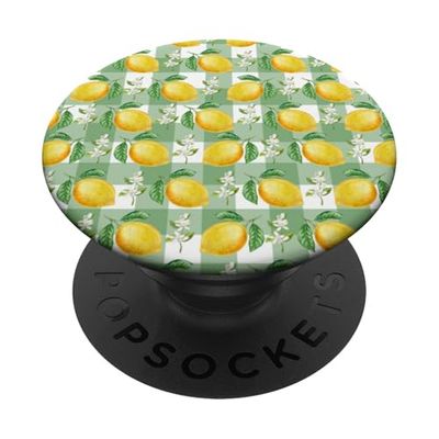 Limón Gingham Verano Vintage Estética Femenina Preppy Lindo PopSockets PopGrip Adhesivo