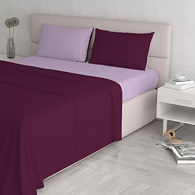 Italian Bed Linen Natural Color sängkläder set, 100% bomull, lila/plommon, dubbel