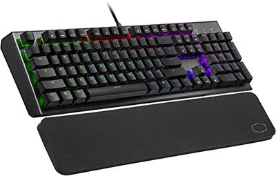 Cooler Master CK550 V2 mechanisch gaming-toetsenbord – RGB-achtergrondverlichting, on-the-Fly besturingen, aluminium bovenplaat en polssteun inbegrepen, lay-out ES/rode schakelaars