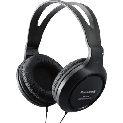 Panasonic RP-HT161-K Casque filaire supra-auriculaire léger offrant un son clair et avec XBS pour des basses puissantes, long câble, prise jack de 3,5 mm pour téléphones et ordinateurs portables, noir