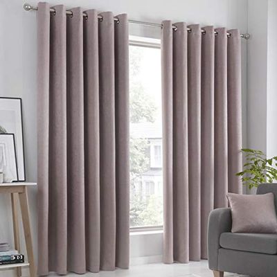 Fusion Strata Rideaux doublés à œillets tissés 117 x 183 cm, Doublure : 100% Polyester, Rose poudré, W117cm (46") x D183cm (72")