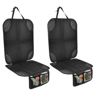 AiQInu Protector Asiento Coche, 2 Piezas Impermeable Antideslizante Compatible Isofix Protector de Asiento de Coche de Niño con 2 Bolsillos de Almacenaje para Asiento de Coche de Cuero y Tela