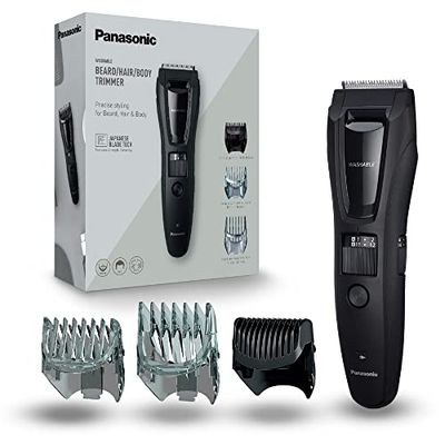 Panasonic ER-GB61-K503 Herenbaard- en hoofdtrimmer 3-in-1 oplaadbaar roestvrij staal Lange batterijduur 39 instellingen 3 Accessoires meegeleverd Zwart Zilver