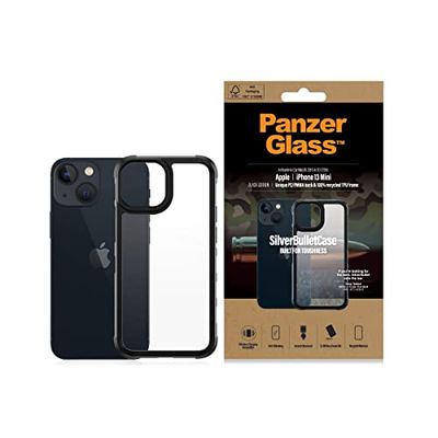 PanzerGlass™ SilverBullet Case, Hoes compatibel met iPhone 13 - Schokbestendig hoesje, Echte Militaire Bescherming Hard Case Telefoonhoesje voor iPhone 13 (iPhone 13 Mini), zwart, Hoesje compatibel met iPhone