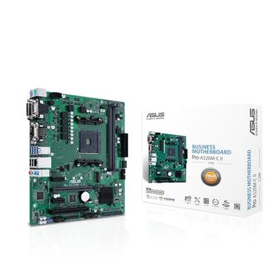 ASUS PRO A520M-C II/CSM Business Motherboard Socket AMD AM4 (mATX, LPC Debug Header, ASUS Control Center Express, Supports SMBUS Header, Remote IT Management)