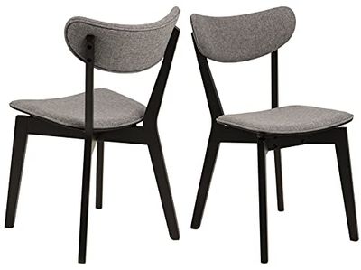 AC Design Furniture Roxanne eetkamerstoelen set van 2, H: 79,5 x B: 45 x D: 55 cm, grijs/zwart, stof/rubberhout, 2 stuks.