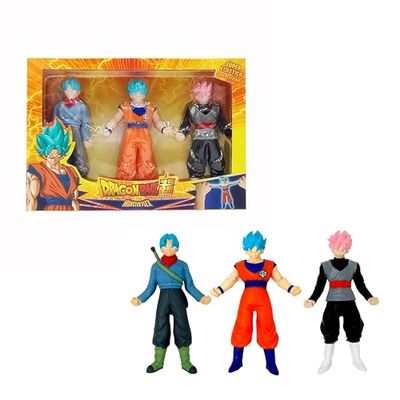 Bizak MONSTERFLEX Dragon Ball Pack de 3 Figuras tamaño Maxi Set 4, muñeco súper Extensible y elástico, 12 para coleccionar, para Adultos Fans coleccionistas y niños Desde 4 años, (64390231-4)