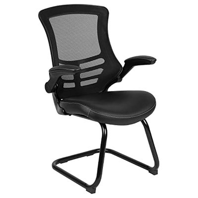 Flash, Telaio In Rete Nera Con Fodera Interna In Pelle Bianca E Braccia Flip-Up