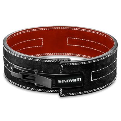 Sinovat KDK Professionele krachttraining riem - van echt rundleer met gesp - voor fitness, krachttraining en bodybuilding, vrouwen en mannen, zwart, S