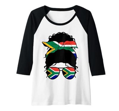 Womens South African Girl South Africa Flag Proud Woman Raglan Baseball Tee