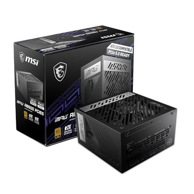 MSI MPG A850G PCIE5, Alimentatore 850W, certificato 80 Plus Gold, ATX 3.0 100% modulare, supporto GPU PCIe 5.0, 105°C condensatori giapponesi, 0% RPM Mode, cavi piatti - 10 anni di garanzia