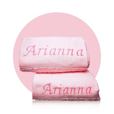 Asciugamani Personalizzati Con Nome - Asciugamano Asilo Personalizzato, Set Bagno, Asciugamano Personalizzato (Set 2 Asciugamani, Rosa)