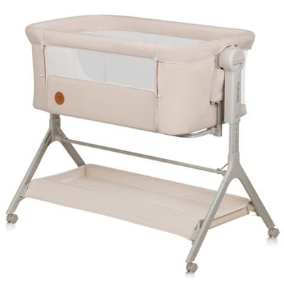 Lionelo Leonie Plus 3-in-1 kinderbed tot 9 kg, extra bed en wieg, hoogteverstelling, luchtige wanden, afneembare kant, wielen met rem, grote mand