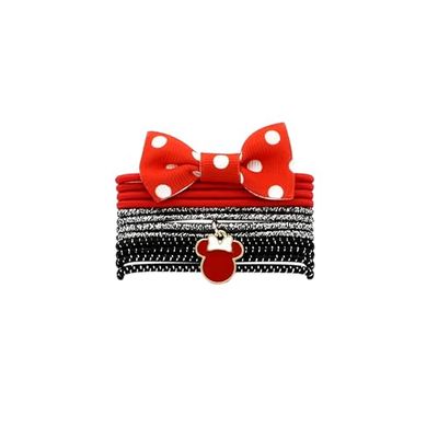 DISNEY - Set of 15 fancy elastic bands - Includes 1 Minnie charm and 1 bow - Official product Disney
