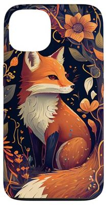 iPhone 13 Cute Fox Colorful Illustration Autumn Leaves Case
