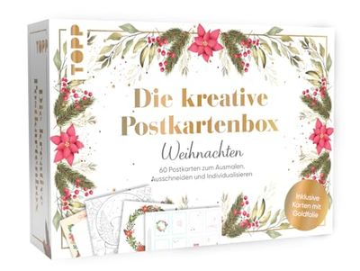 TOPP La creativa caja para tarjetas postales: Navidad.: 60 tarjetas postales para colorear, cortar y personalizar. Caja de cartón de alta calidad, 60 tarjetas con diseño impreso.