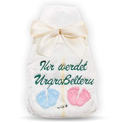 Vuelve a los abuelos, pañales bordados Tanjo, crema y embarazo, anuncia el embarazo de Uroma y Uroma, se convertirá en un regalo de abuelos.
