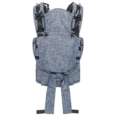 Hoppediz Porte-bébé Nabaca, dès la naissance (2.5-20 kg), Inclus un panneau dorsal interchangeable en deux tailles (S & M), Taille Réglable, Basic-Set denim