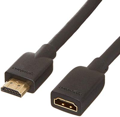Amazon Basics - Cable alargador HDMI 2.0 de Alta Velocidad (Macho a Hembra, 1.8 m), Negro