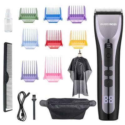 BarberBoss Beard Trimmer & Hair Clippers - Mens Grooming Kit, Cordless, Waterproof Face & Hair Clipping - QR-2096