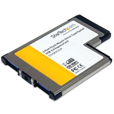 StarTech.com Adattatore scheda ExpressCard SuperSpeed USB 3.0 a 2 porte, 5Gbps, Scheda ExpressCard 3.0 da 54 mm con montaggio a filo e supporto UASP (ECUSB3S254F)