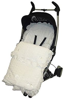 Broderie fotmuff/mysiga tår kompatibel med baby jogger vit