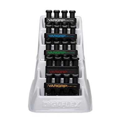 CanDo Hand exerciser - finger grip strengthener VariGrip, set of 5 with rack