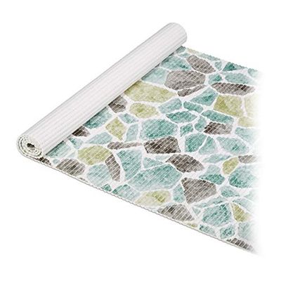 Relaxdays Tapis Moelleux en Mousse, à découper, pour Bain, Sauna, Piscine; Anti dérapant, Bleu/Blanc lxP 65x150 cm
